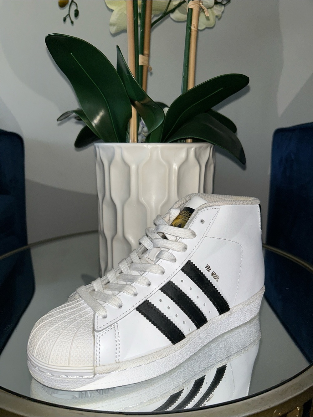 adidas White and Black High-Top Sneakers